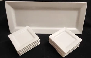 10 Libbey White Square Appetite Plates w/ Rectangular Serving Plate. Good Cond - Picture 1 of 11