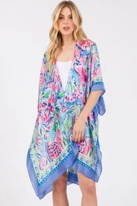 Do Everything in Love Floral Blumenmuster Silky Feel Sommer Kimono Überwurf - Bild 1 von 13