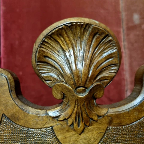 Scroll leaf shell wood carving pediment - Antique French architectural salvage Cover