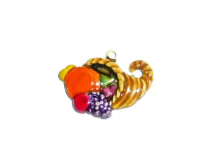 Füllhorn/Horn aus Fülle Metall Charm für Armband 3/4"x1/2" Füllhorn Charm - Bild 1 von 3
