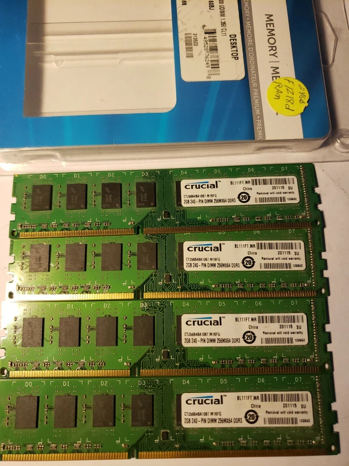 Crucial PC3-8500 8 GB 4X2 DIMM 1066 MHz PC3-8500 DDR3 SDRAM Memory... - Image 1 of 1