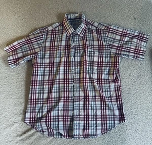 Vintage 80s HATHAWAY Plaid Button Up Shirt LG Biddeford Poplin Multicolor Men's - Picture 1 of 5