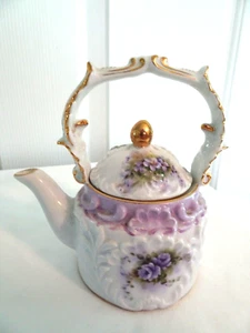 Olla de té vintage 1993 pintada a mano para uso decorativo solo rosas de lavanda-LKN - Imagen 1 de 9