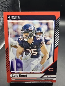 2024 Donruss Red Press Proof Cole Kmet #68 - Chicago Bears  - Picture 1 of 2