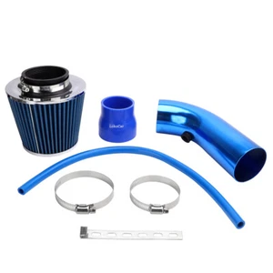 Universal Car Cold Air Intake Filter Induction Pipe Power Flow Hose System Blue - Foto 1 di 12