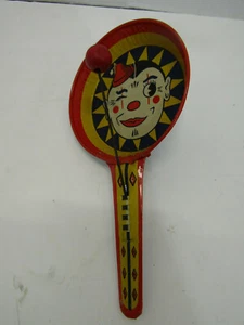 VINTAGE METAL TIN BLINK CLOWN U.S. TOY CLAPPER NOISE MAKER HALLOWEEN DECORATION - Picture 1 of 2