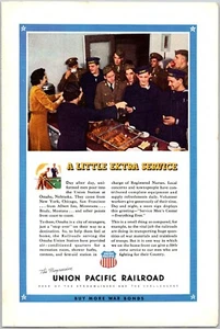 PRINT AD 1943 Union Pacific Railroad A Little Extra Service Omaha Union Stn WWII - Picture 1 of 3
