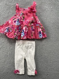 First Impressions, Baby Girls Floral Pink White Blue Outfit Top Legging Set 0-3M - Picture 1 of 11