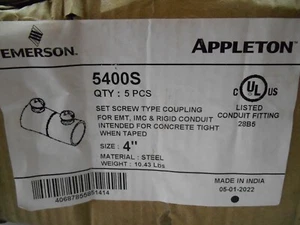 BOX mit 5, Appleton 5400S 4" EMT, IMC, STARRES Set-Schraubenkupplung - Bild 1 von 2