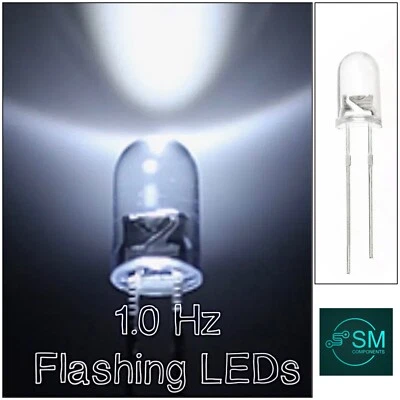 100pcs 5mm Flashing COOL WHITE LED Light Emitting Diodes 1.0Hz Clear Round Top - image 1 of 4