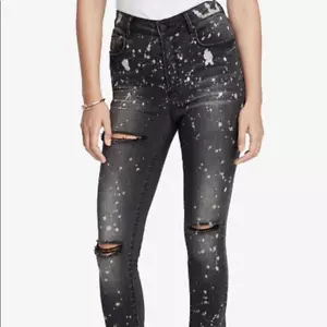 Brand New Rachel Roy Black High Rise Distressed Ripped Skinny Jeans Size 24 - Picture 1 of 7