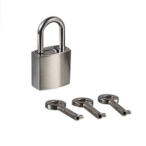 Mini Metal Lock - Zinc Replacement Pad-Lock with Keys Mirror Glossy Silver - Picture 1 of 4