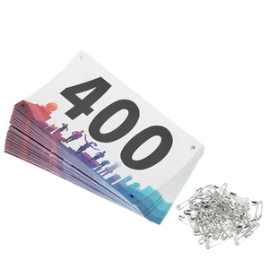 Running Bib Numbers 7x4 Inch, 1-400 Waterproof Competitor Number, Multicolor - Picture 1 of 7