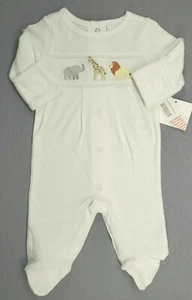 New Baby Boy Clothes Starting Out Preemie White Zoo Animals Footed Outfit - Picture 1 of 3