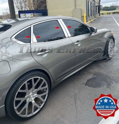 Ajuste: Cubierta de puerta de acero inoxidable con poste de pilar cromado Infiniti Q70 2014-2020 8 piezas Foto 1 de 4