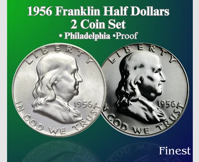 1956 P FRANKLIN HALF DOLLAR NEW BU & PROOF 2 COIN SET  FREE SHIPPING - Image 1 of 4