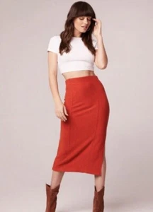 NWT Band Of The Free Renee Ribbed Pencil Skirt w/Side Slit Rust S - Picture 1 of 9