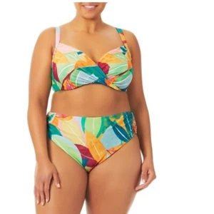 Traje de baño Time and Tru 2 piezas bikini 1X 16W-18W floral multicolor con alambre nuevo con etiquetas - Imagen 1 de 7