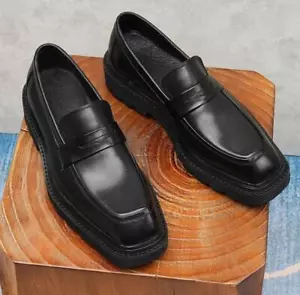 Retro big-toe genuine leather slip-on casual leather shoes Increase plus size - Picture 1 of 9