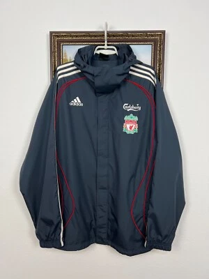 Chaqueta de fútbol vintage Adidas Liverpool fútbol con capucha pista cortavientos L Foto 1 de 4