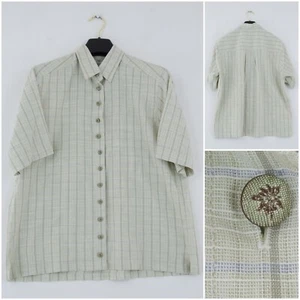 Womens Shirt Large Size UK 16 EU 42 Tyrol Beige Check Plaid LANDHAUS Country Top - Picture 1 of 10