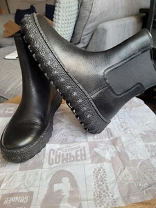 Camper Black Leather Ground MICHELIN K400654 Ankle Boot Size UK 4 Euro 37 - Picture 1 of 11