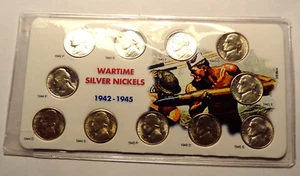 1942-1945-P-D-S JEFFERSON NICKELS (11 coins) WAR NICKEL COMPLETE SET *GEM BU* - Picture 1 of 2