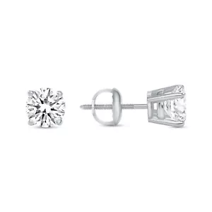 1,50 Ct Runde Ohrringe Nieten Massiv 950 Platin Brillant Schnitt Schraube Rückseite Korb - Bild 1 von 1