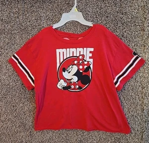 Camiseta Top Grande Junior Mujer Disney Cara de Minnie Mouse Corazón Rojo Corto - Imagen 1 de 5