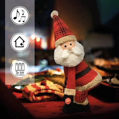 Singender & tanzender Weihnachtsmann 30 cm Weihnachtsfigur mit Musik & Bewegung - Bild 1 von 3
