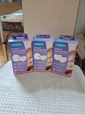 3 PAQUETES de escudos de lactancia para pezones de contacto Lansinoh con estuche protector 2 cada uno Foto 1 de 4