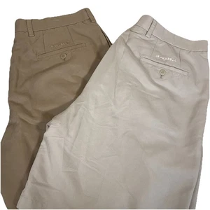 2 Pair Bolle Golf Tech Mens Corduroy Flat Front Shorts 38"Light Gray & Khaki - Picture 1 of 12