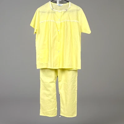 Pijama largo vintage Katz talla 34 Buttercup amarillo polialgodón pantalones manga corta Foto 1 de 4