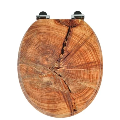 BURAKH 18" Universal Holz WC-Sitz Easy Fit Badezimmer WC Sitz mit Armaturen