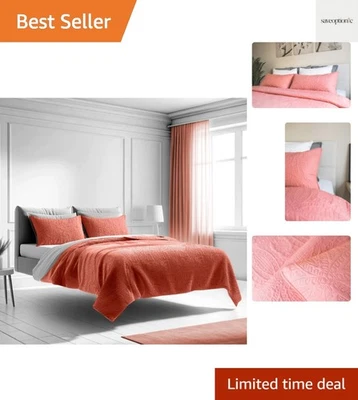 Juego Colcha Cobertor Coral-Rosa - Colección Prestige - Edredón Ropa de Cama C... Foto 1 de 4