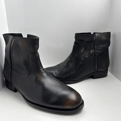 Frye Melissa 松弛短皮革棕色短靴,女式 8.5 码 — 第 1/4 张图片