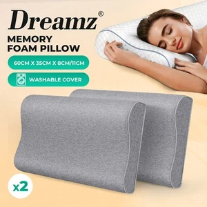Dreamz Memory Foam Pillows Cervical Support Pilowcase Ergonomic Neck Pain Relief - Picture 1 of 30