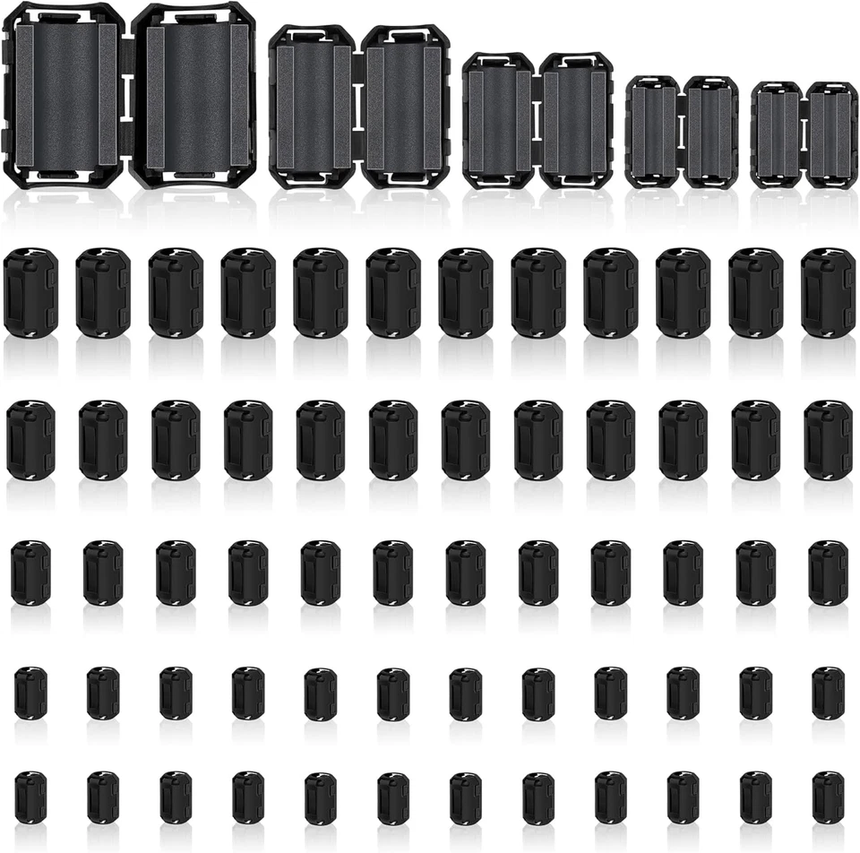 Windspeed 25Pcs Ferrite Chokes Ferrite Beads Snap on RFI EMI Noise Suppressor Ca