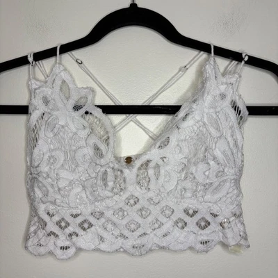Top corto Free People One blanco encaje ganchillo M/M tirantes espalda Foto 1 de 3