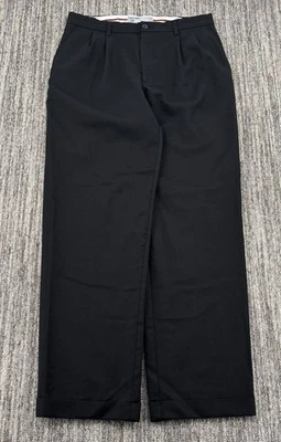 VTG Men’s Baggy Black Pleated Cuffed Wool Blend Dress Pants Trouser 32x34 9” Leg - Image 1 of 4