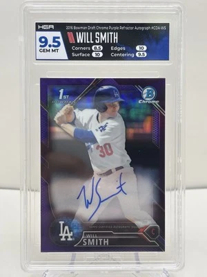 Will Smith 2016 Bowman Draft Chrome Purple Refractor Auto /250 (RC) HGA 9.5 - Image 1 of 2
