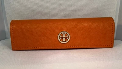Estuche para gafas Tory Burch Saffiano naranja solo estuche con logotipo dorado Foto 1 de 4