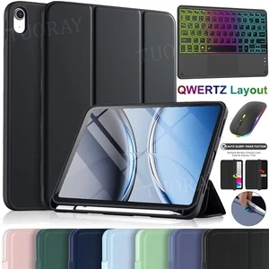 Für iPad 7/8/9/10/11th Gen Air 4 5 6 Pro QWERTZ Beleuchtete Tastatur Hülle Maus - Bild 1 von 81