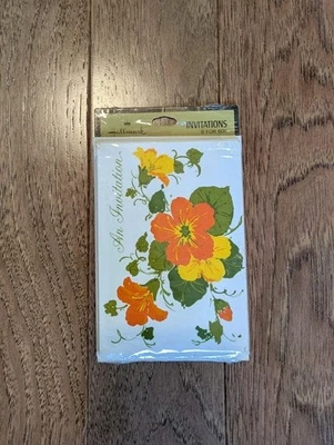 Convites de festa vintage MCM retrô década de 1970 floral poder  - Imagem 1 de 4