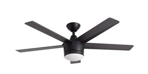 TRENDY LIGHTING 52" 5-BLADE LED CEILING FAN MATTE BLACK WHITE GLASS WALL CONTROL - Picture 1 of 7