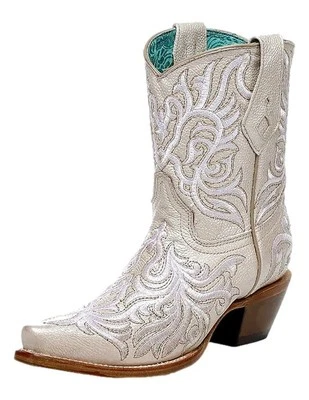 Botas vaqueras Corral para mujer bordadas punta corta hueso al tobillo Z5344 Foto 1 de 3