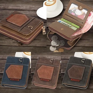 Cartera pequeña compacta de cuero plegable para hombre Cartera Estuche para tarjetas Cartera de moda EE. UU. - Imagen 1 de 15