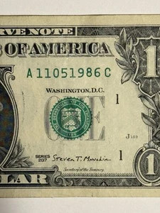 Birthday Note Dollar Bill $1 November 5 1986 11/05/1986 Fancy Serial Number ¥ - Picture 1 of 10