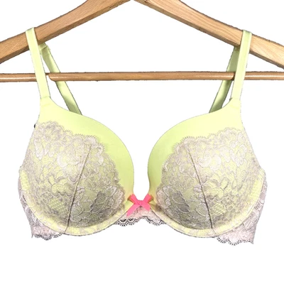 Sujetador Victoria Secret 32D Dream Angel Lámina Metálica Dorado Amarillo Neón Push Up Foto 1 de 4