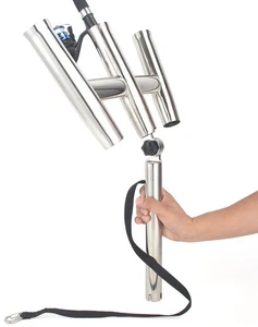 Soporte de caña de pescar ajustable de acero inoxidable con soporte de caña de pescar de 3 tubos - Imagen 1 de 7